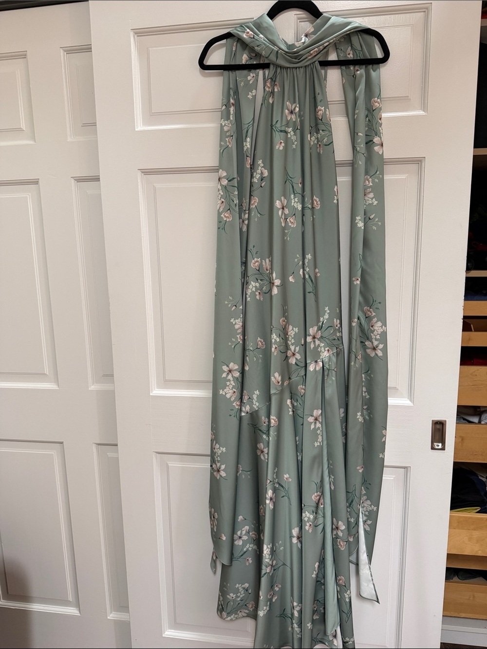 Birdy Grey Floral Draped Curtain Panel in Sage Green and Blush